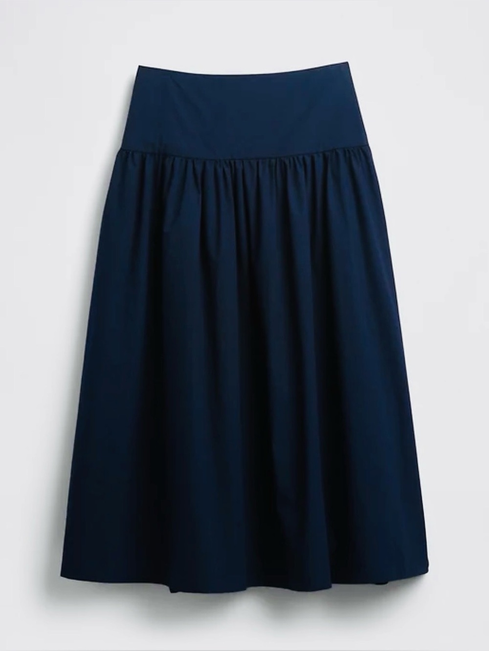 Poplin Drop-Waist Maxi Skirt in Navy (Size S)